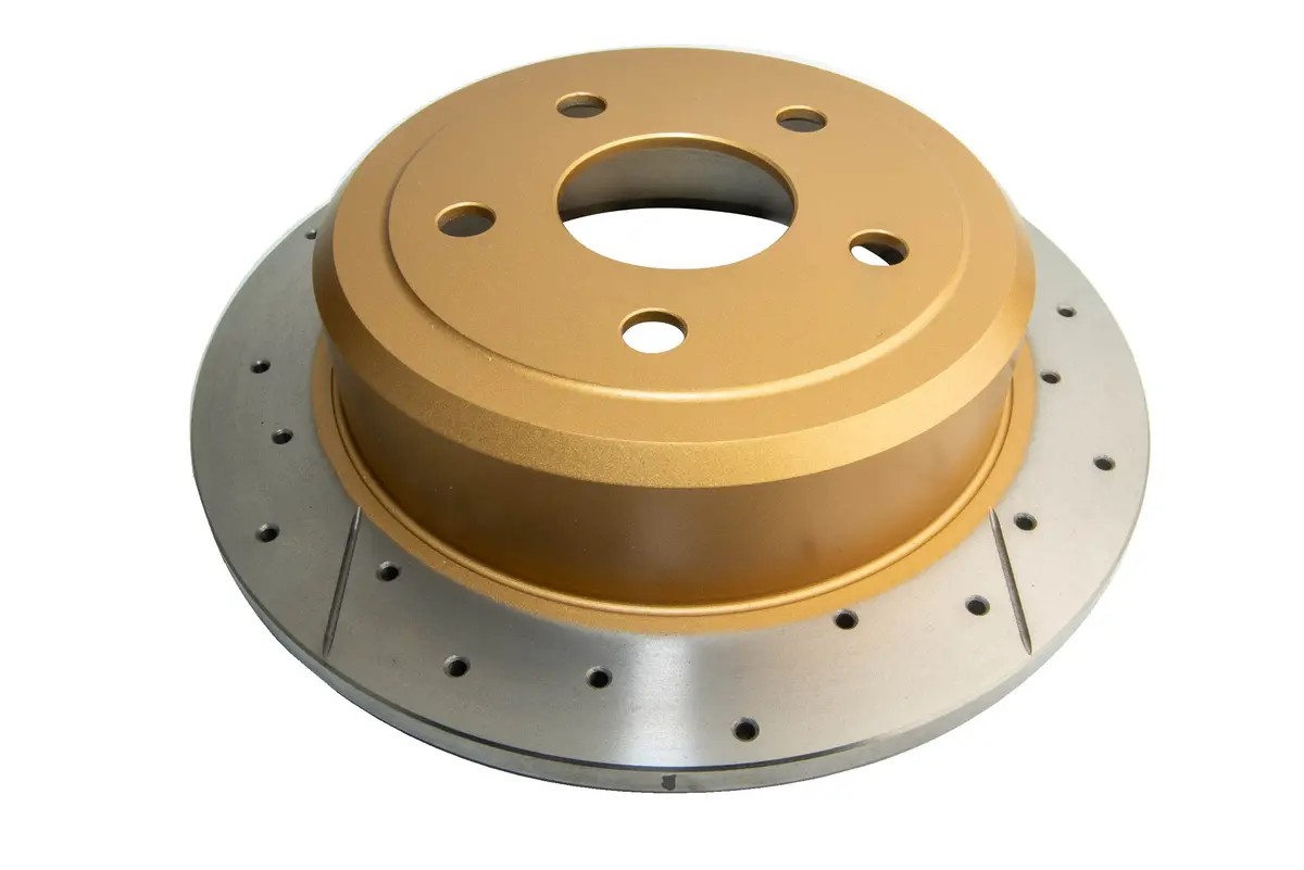 2007-2010 Jeep Wrangler & More | Dba Street Series Gold Cross-Drilled/Slotted Brake Rotor [Rear] | Dba2537x 1