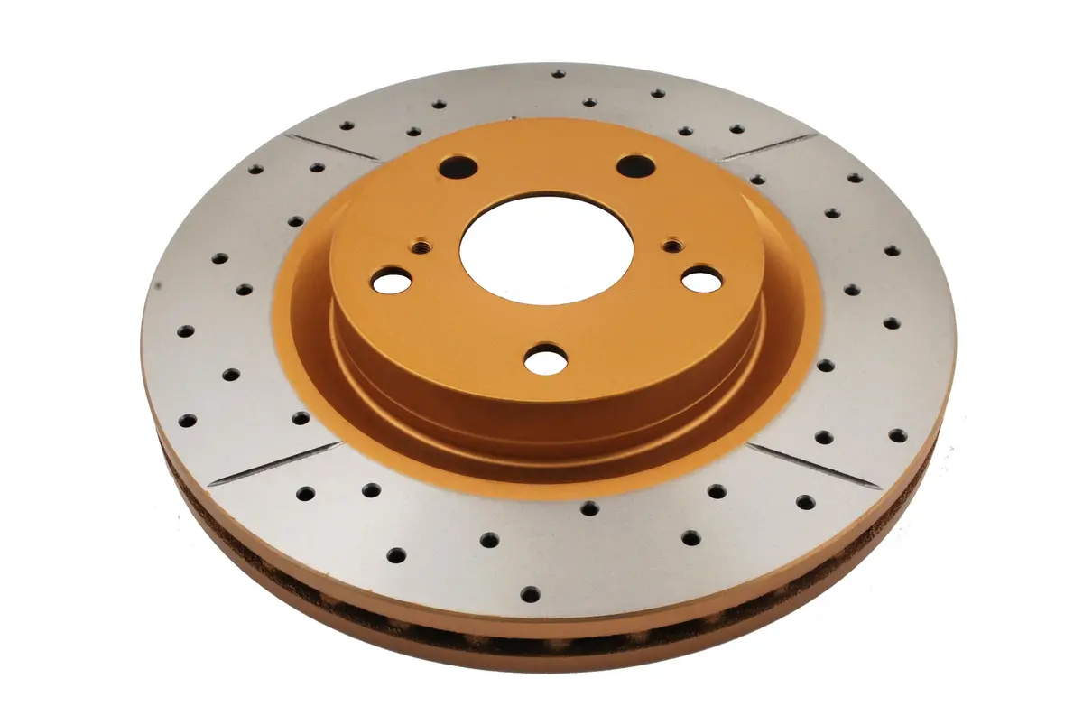 2013-2018 Toyota Avalon & More | Dba Street Series Gold Cross-Drilled/Slotted Brake Rotor [Front] | Dba2709x 1