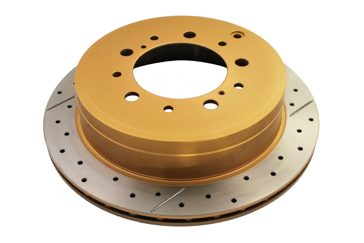 2013-2017 Toyota Land Cruiser & More | Dba Street Series Gold Cross-Drilled/Slotted Brake Rotor [Rear] | Dba2723x 1