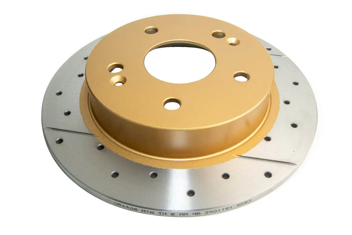 2006-2008 Honda Civic & More | Dba Street Series Gold Cross-Drilled/Slotted Brake Rotor [Rear] | Dba438x 1