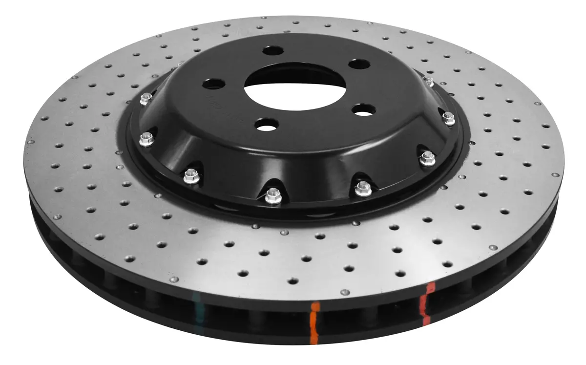 2017-2018 Ford Mustang & More | Dba 5000 Series Fully Assembled 2-Piece Cross-Drilled/Dimpled Brake Rotor [Front] | Dba52166blkxd 1
