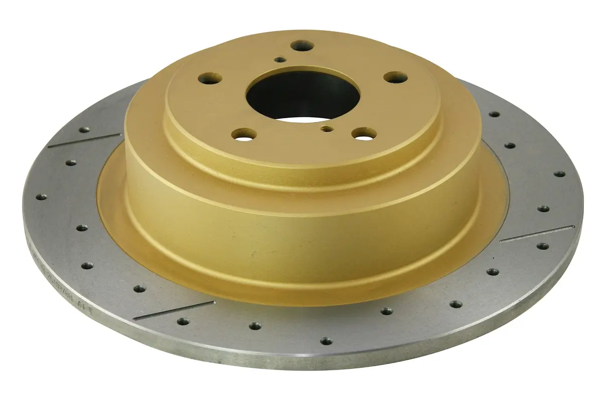 2000-2004 Subaru Outback & More | Dba Street Series Gold Cross-Drilled/Slotted Brake Rotor [Rear] | Dba657x 1