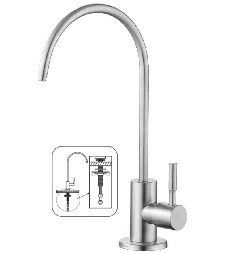 Reverse Osmosis Replacement Faucet - Brushed Finish - Long Shaft Faucet 1