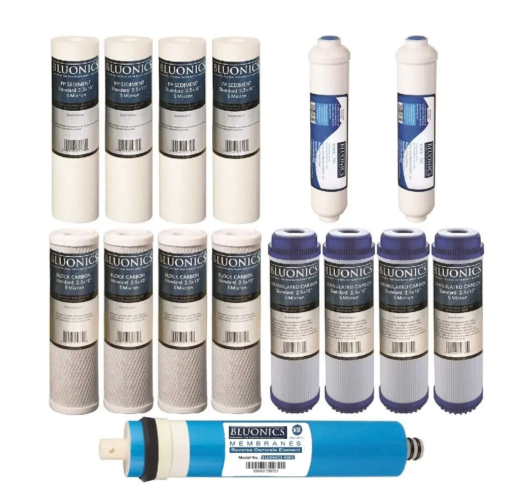 Bluonics Reverse Osmosis Replacement Filter Set Ro Cartridges 15 Pcs W/ 400 Gpd Membrane 1