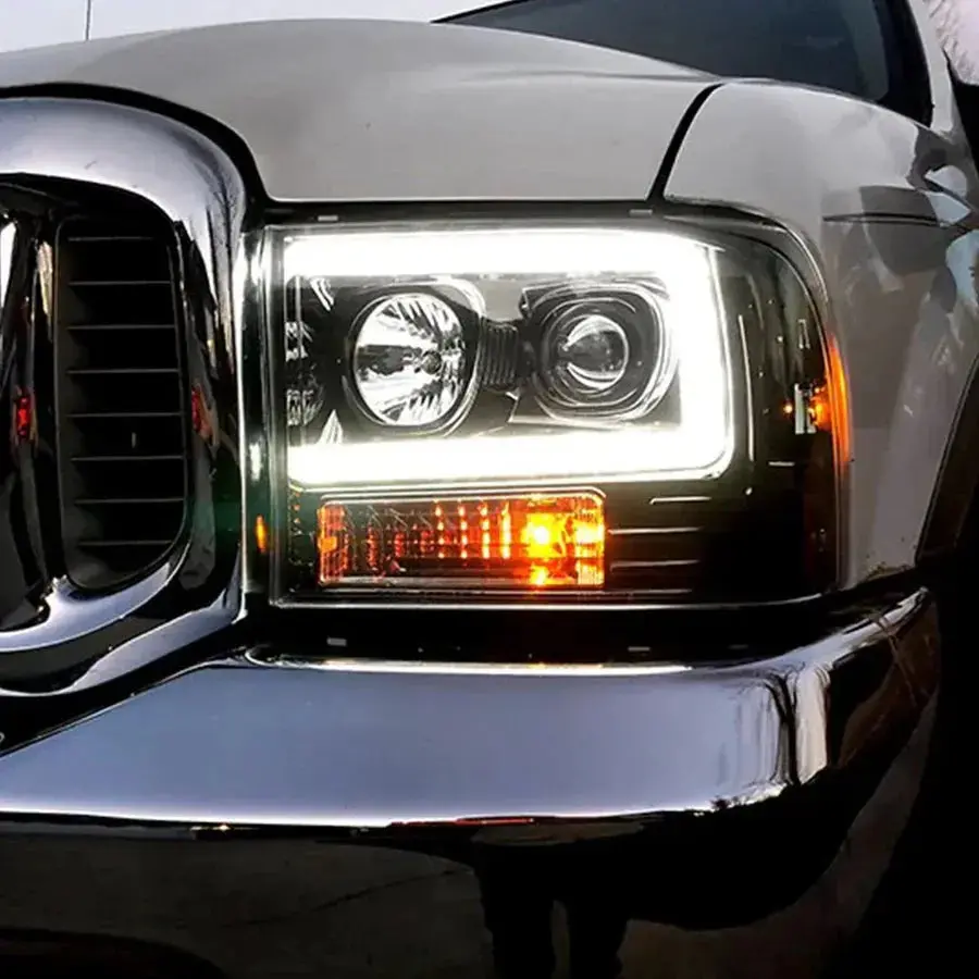 Ford Super Duty 99-04 Projector Headlights Oled Halos Drl Smoked Or Clear Lens Recon 1