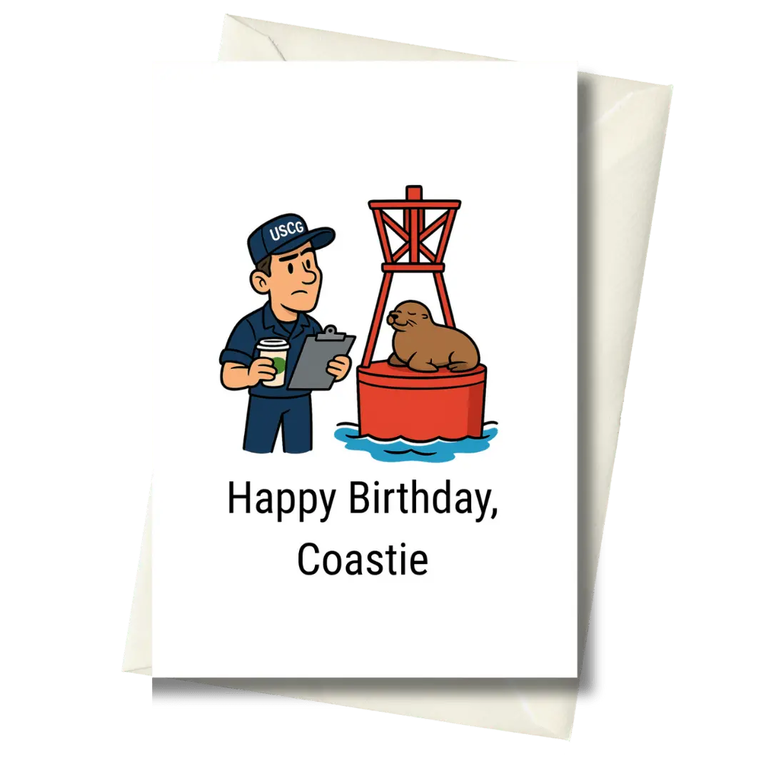 Coast Guard Birthday Card: “Rescues, Regrets, Repeat” 1