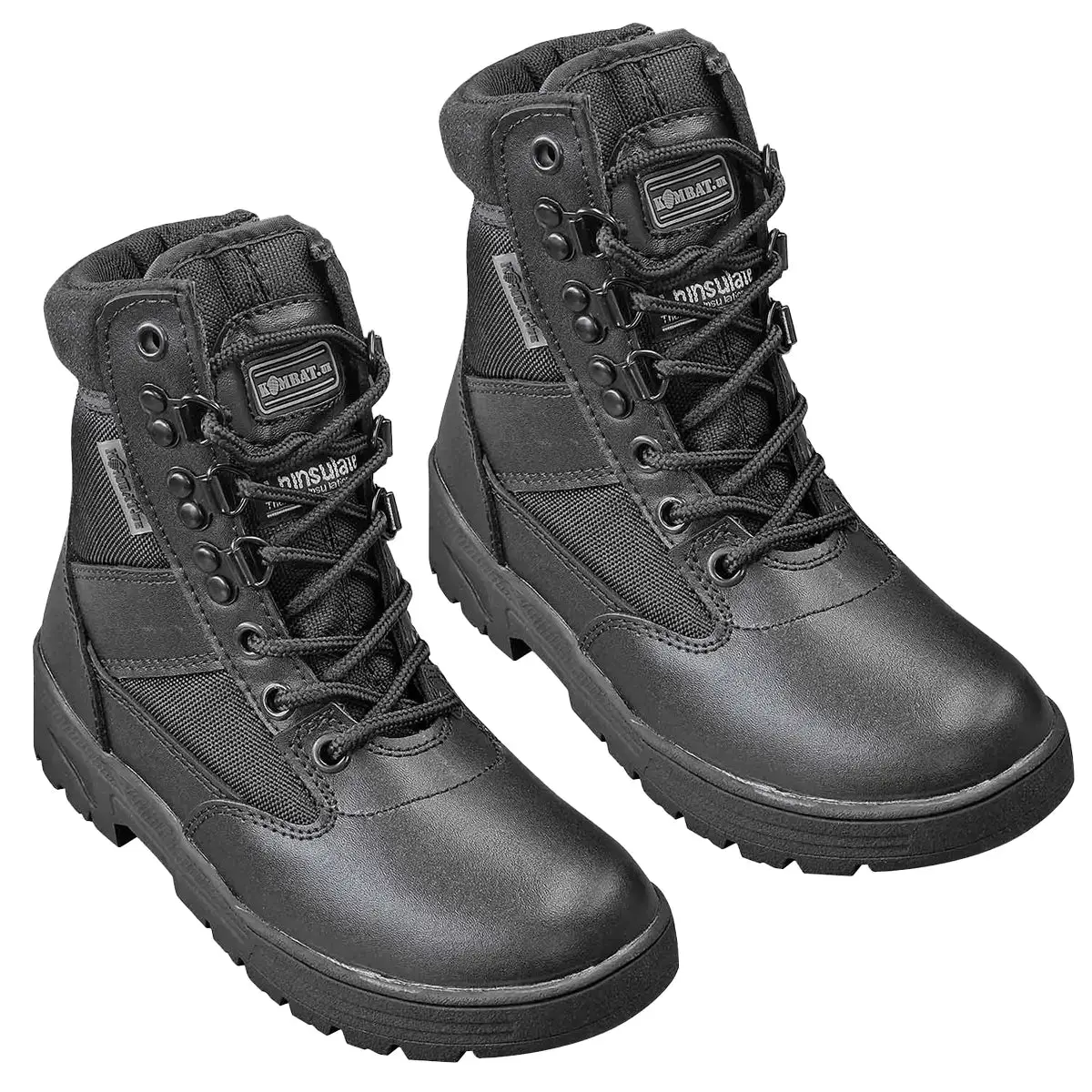 Kombat Kids Black Boots Half Leather Patrol Style Pair 1
