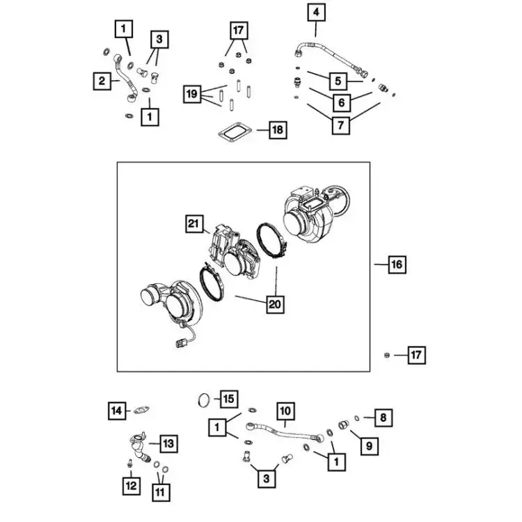 Mopar 07.5-12 Ram 6.7L Cummins Mopar Oem Turbo Lower Coolant Return Hose 1