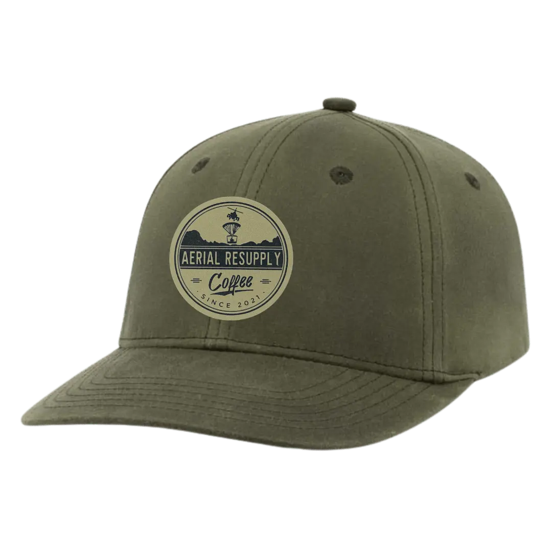 Arc Logo Leather Patch Dad Hat Military Green 1