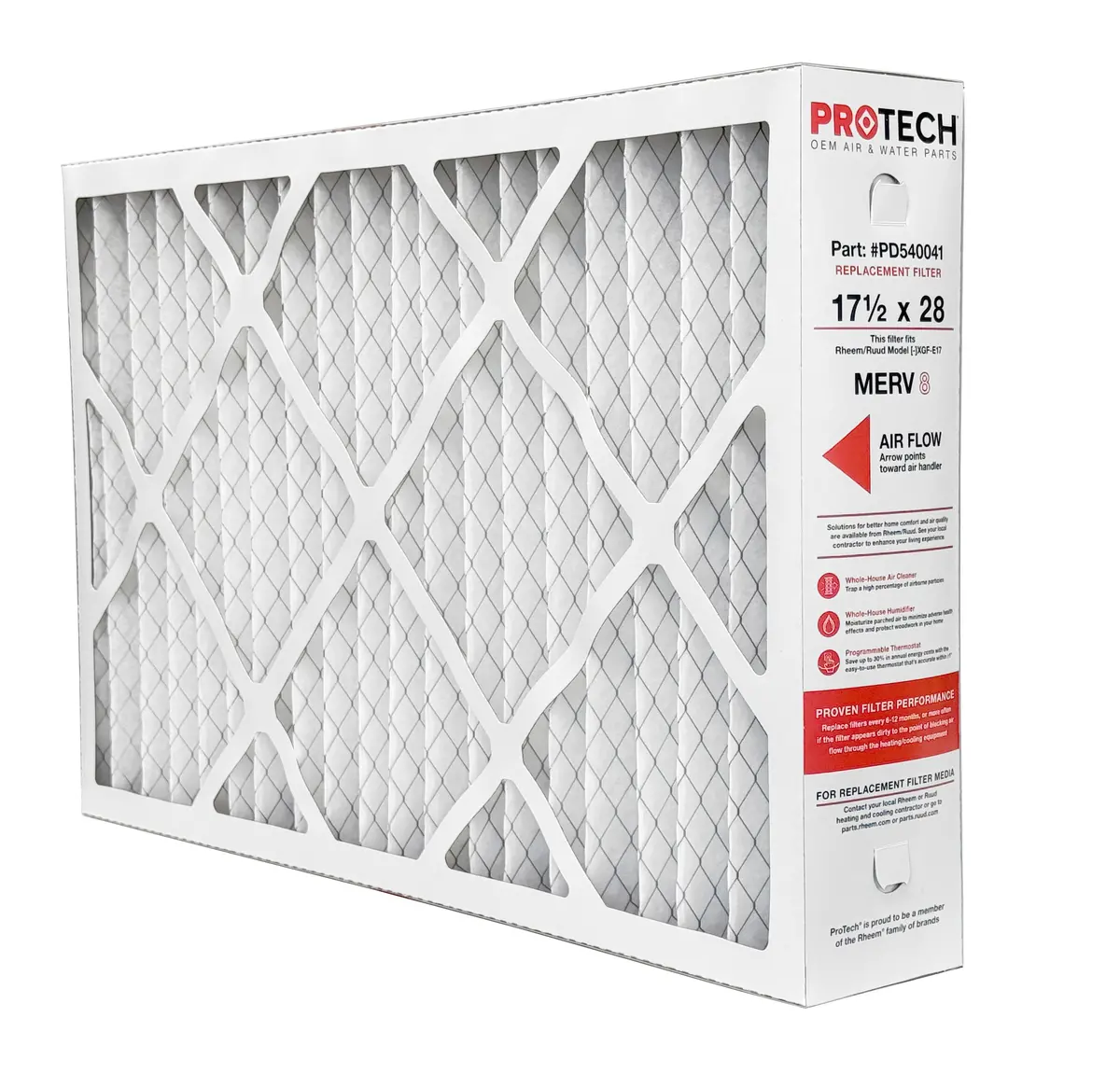 Rheem Pd540041 - 17.5" X 28" X 5" Exact-Fit Filter For Air Cleaner Axgf-E17am, Merv 8 1