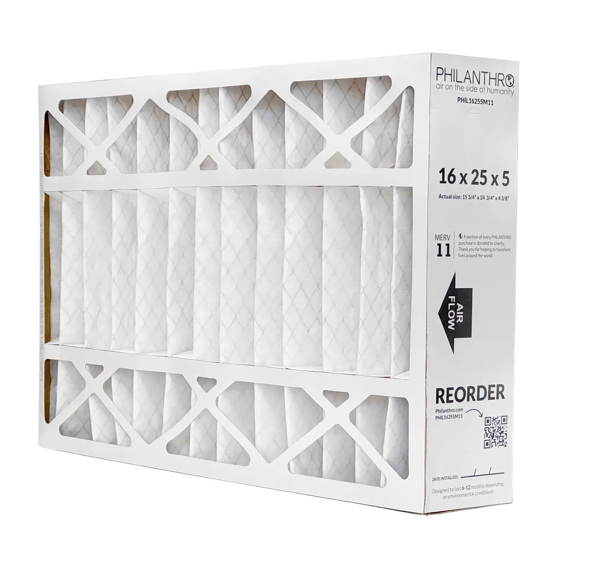 Philanthro Phil16255m11 - 16" X 25" X 5" Air Filter, Merv 11 1