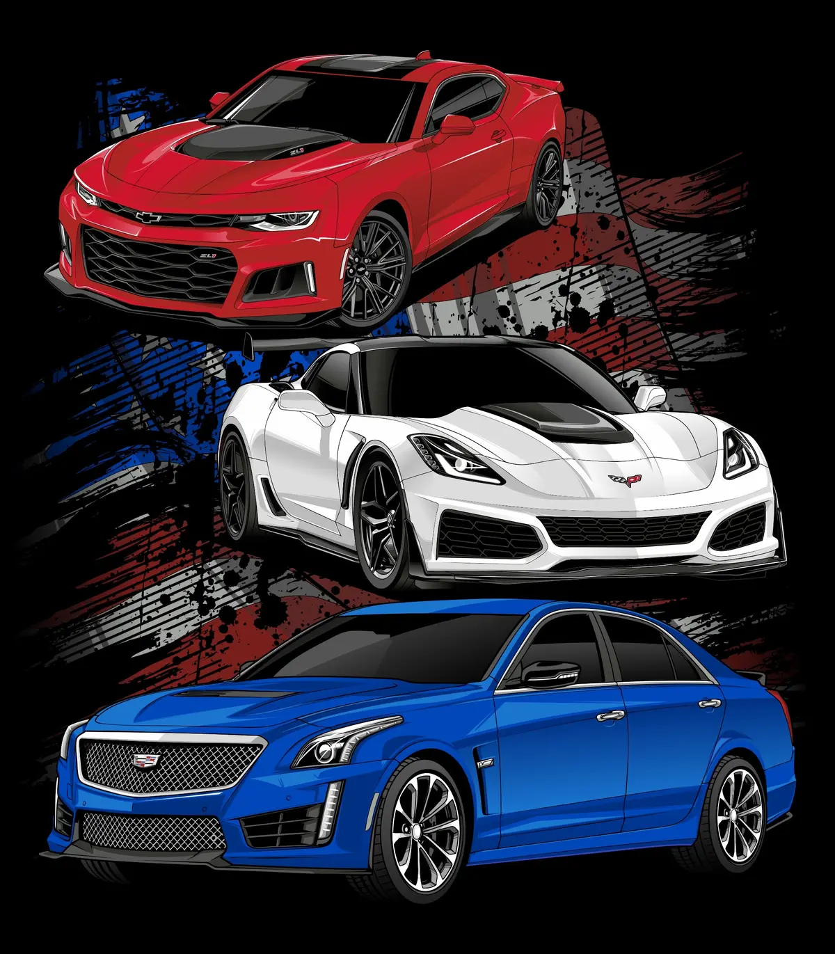 6Th Gen Camaro Zl1, C7 Corvette Zr1 & Cadillac Cts-V3 - Rpm T-Shirt 1