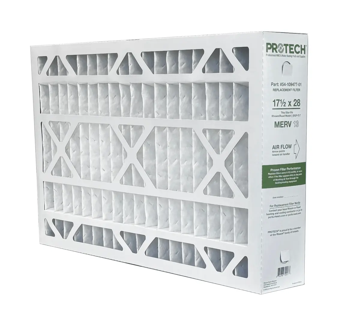Rheem 54-109477-01 - 17.5" X 28" X 5" Exact-Fit Filter For Air Cleaner Xgf-E17m13, Merv 13 1