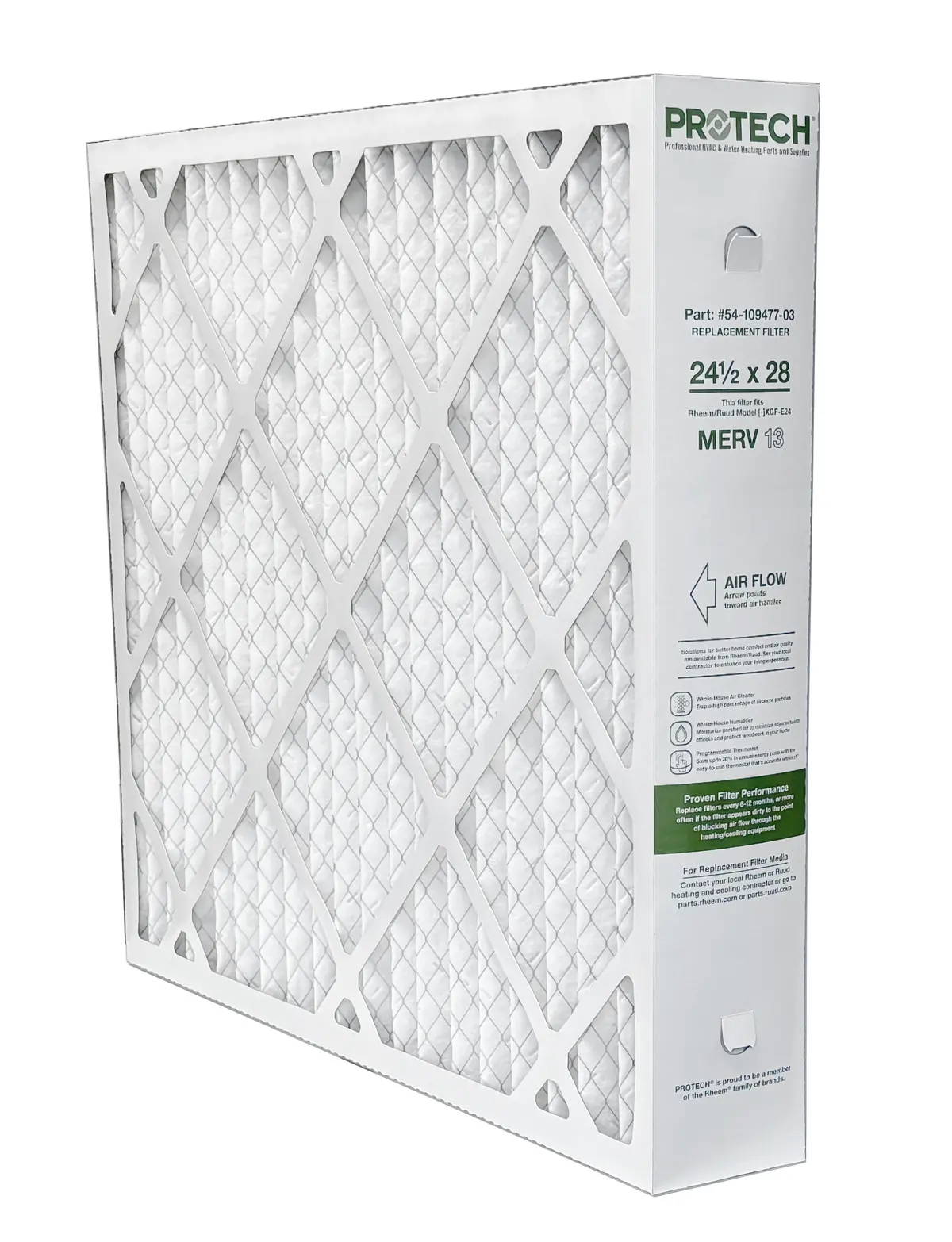 Rheem 54-109477-03 - 24.5" X 28" X 5" Exact-Fit Filter For Air Cleaner Xgf-E24m13, Merv 13 1