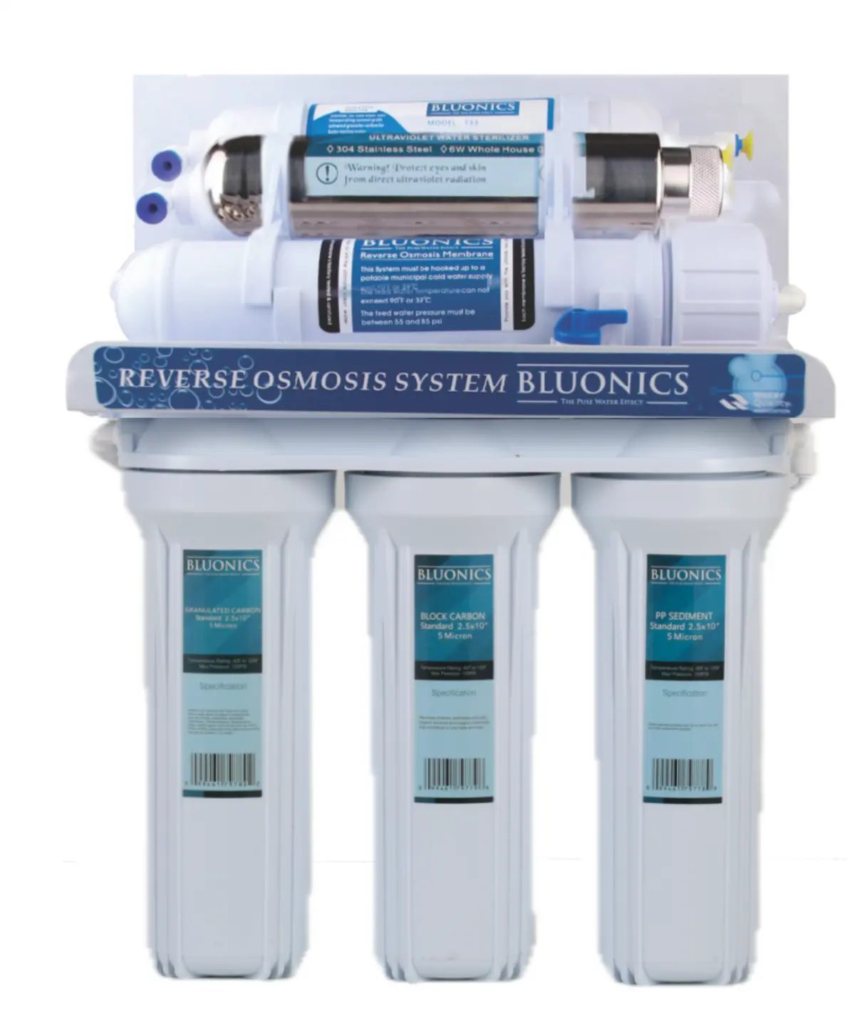 Bluonics 7 Stage Reverse Osmosis Ultraviolet Water Filter System With Uv Sterilizer And Alkaline Filter - 50 Gpd With One Extra Bulb 1