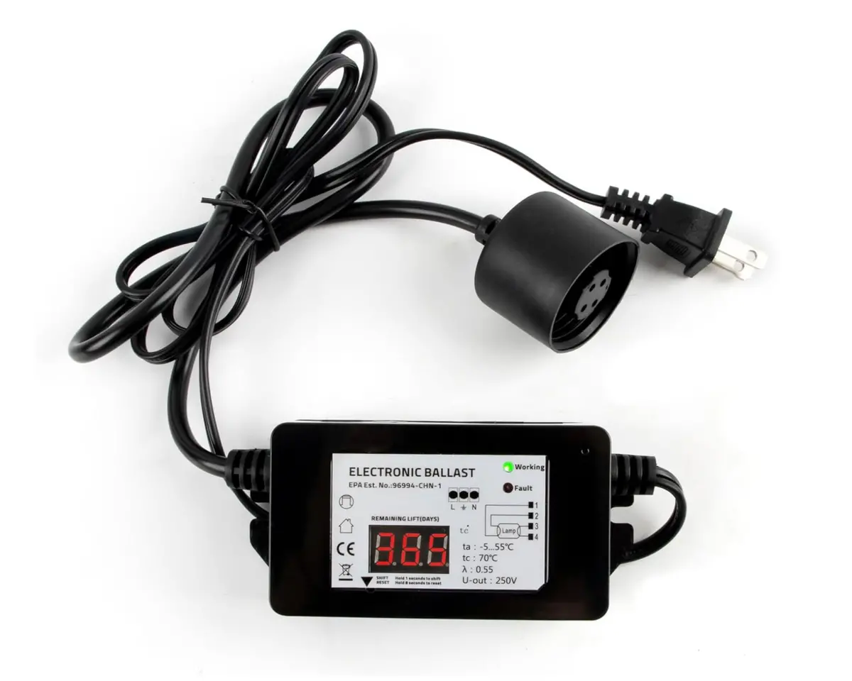 Bluonics 100-120V Uv Ballast For 55W 12 Gpm Ultraviolet Water Sterilizer With Countdown Lamp Life Display, Green & Red Indicator, 4 Prong 1