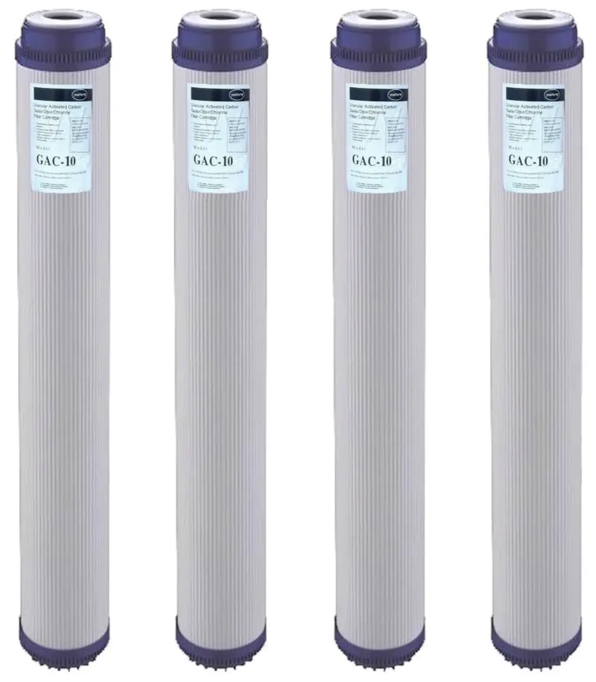 20" X 2.5" Gac Carbon Water Filter (4) Granular Activated Whole House Cartridges 1