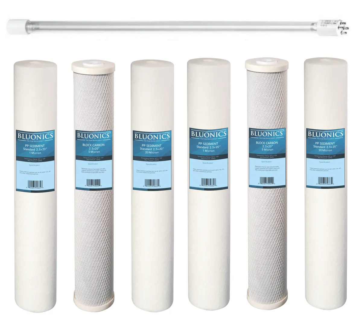 Bluonics 55W Uv + Sediment & Cto Carbon Replacement Filter Set For Our Well Water System 2.5"X20" 1