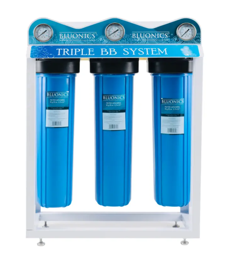Whole House Well Water Filter 3 Stage Home Water Purifier With Big Blue Size 4.5" X 20" Filters For Rust, Iron, Sand, Dirt, Sediment Bad Taste/Odor 1