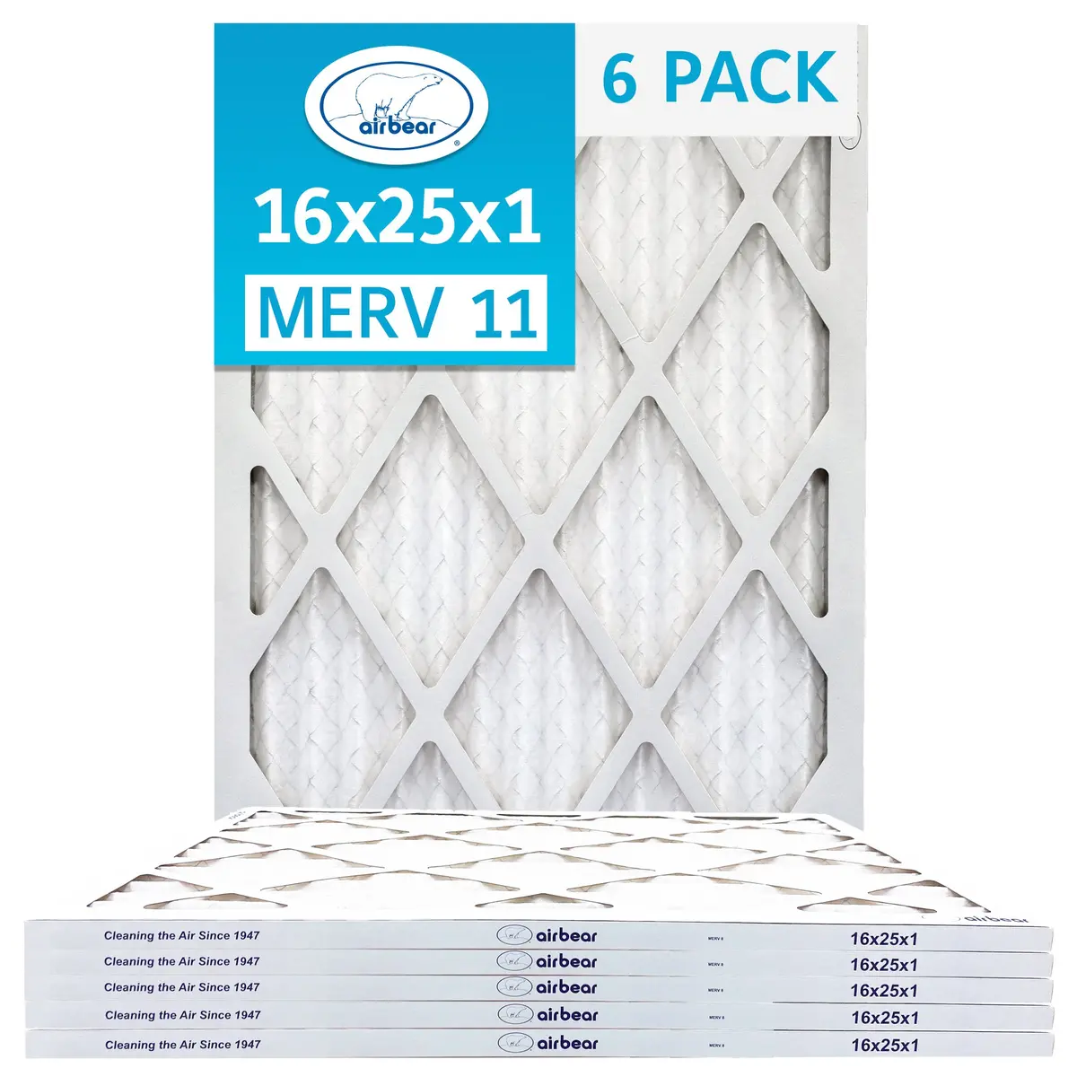 Trion Air Bear T11-16251-6P - 16" X 25" X 1" Pleated Air Filter (6-Pack), Merv 11 1