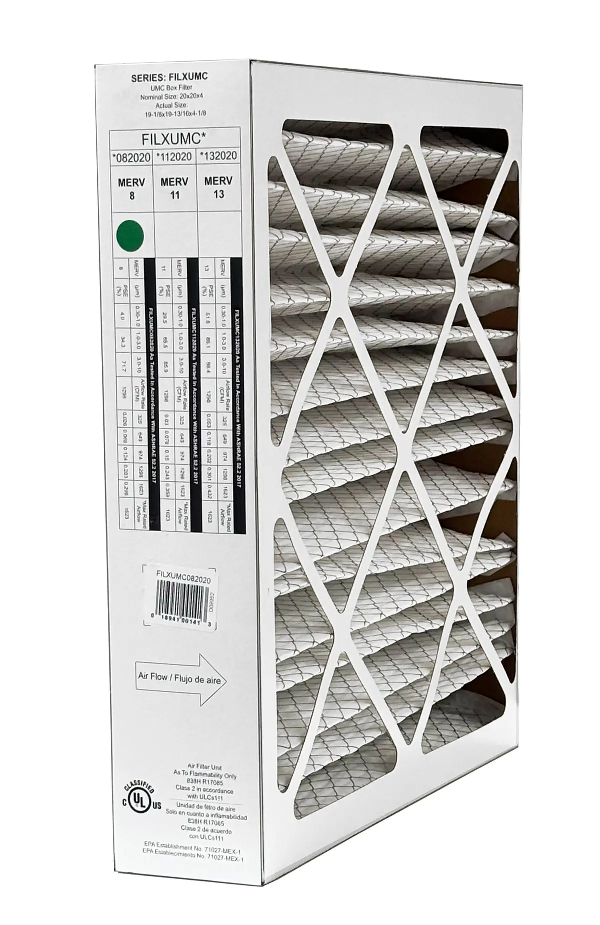 Carrier & Bryant Filxumc082020 - 20" X 20" X 4" Pleated Air Filter, Merv 8 Replaces Old Part # Filxxfnc0021 1