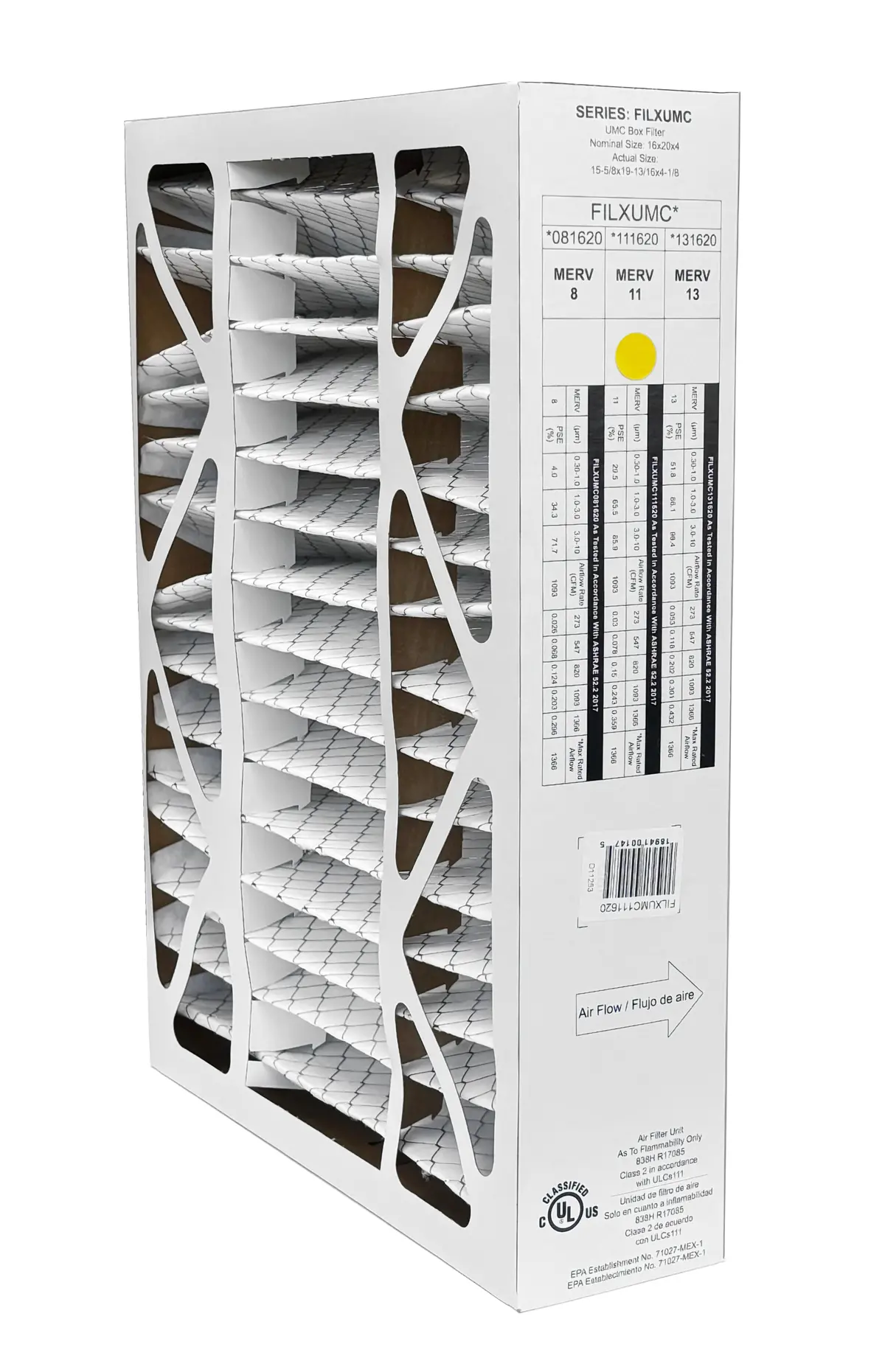 Carrier & Bryant Filxumc111620 - 16" X 20" X 4" Pleated Air Filter, Merv 11 Replaces Old Part # Filxxfnc0117 1