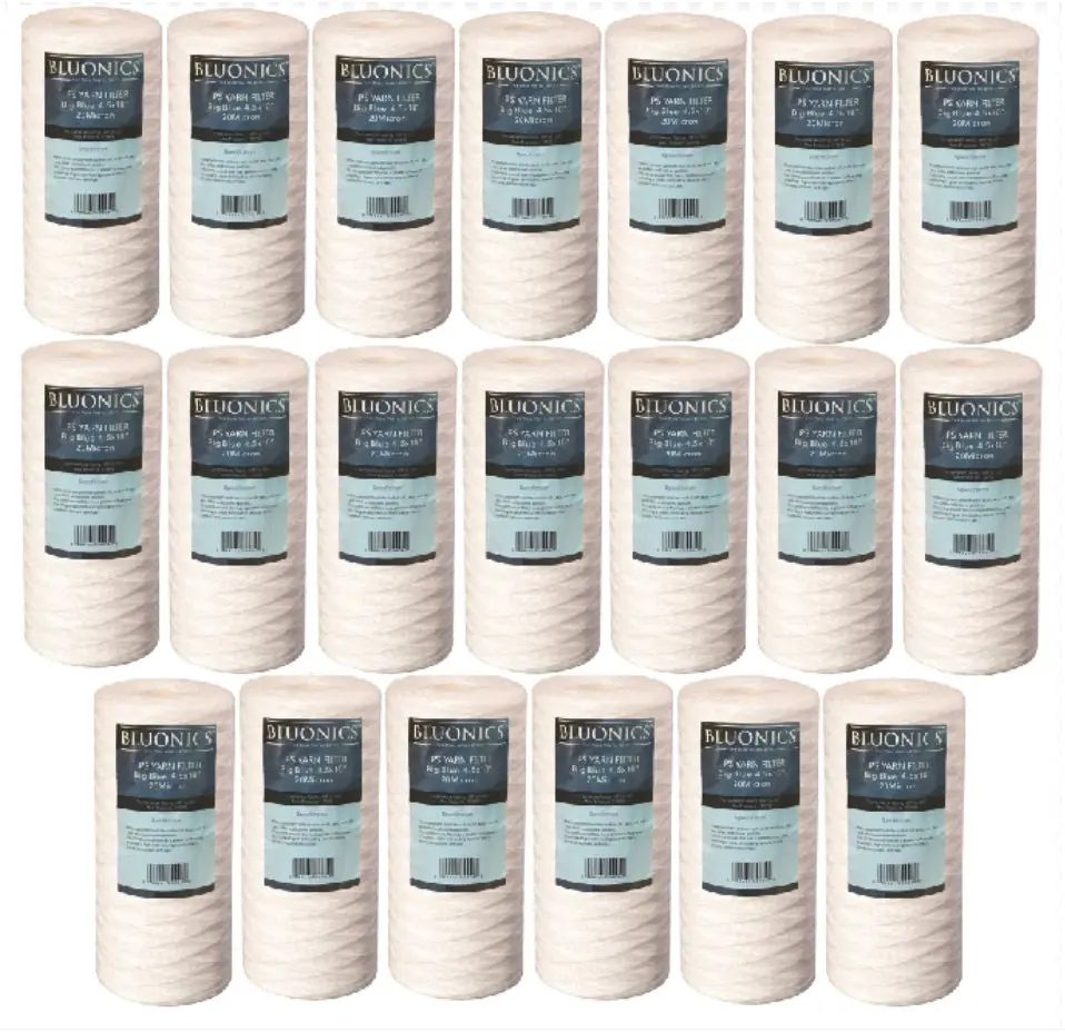 Bluonics String Wound Sediment Filter Cartridge 4.5 X 10" For Big Blue -20 Filters 20 Micron 1