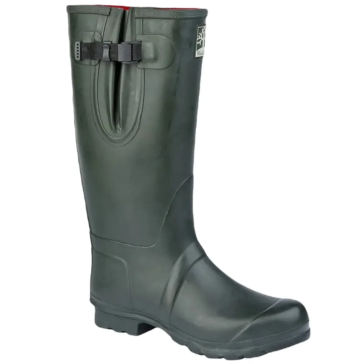 Woodland Neoprene Gusset Wellington Dark Olive Green 1