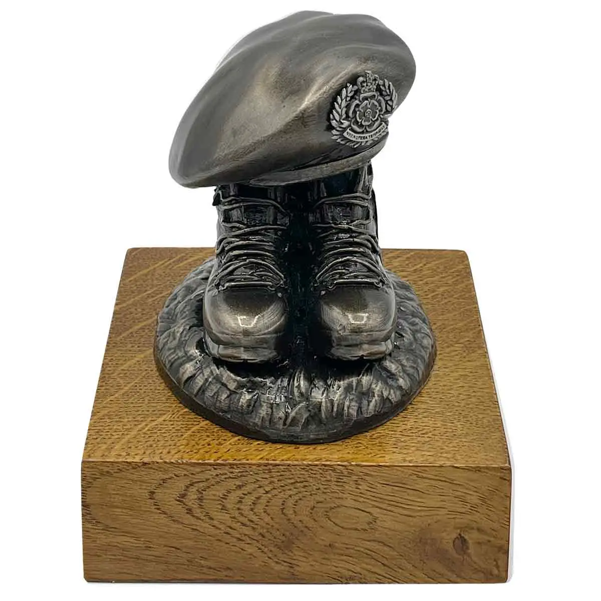 Beret And Boots Bronze Resin Statue On Oak Base - Updated Design 1