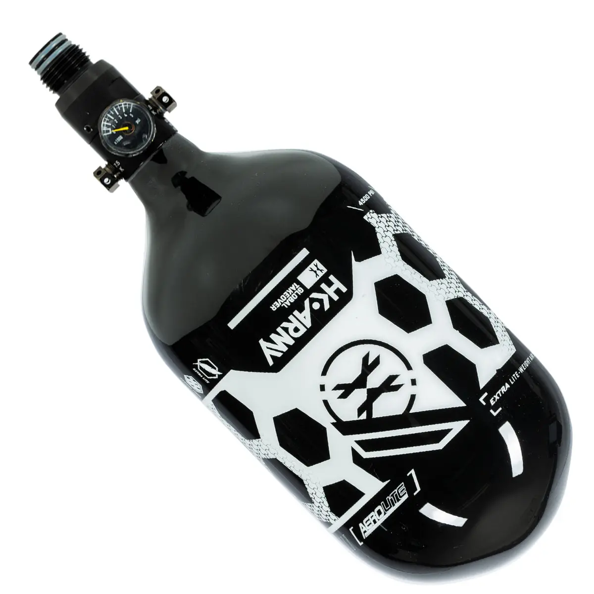 Hk Army Hex Black/White "Extra Lite" Carbon Fiber Tank W/ Standard Reg - 68Ci / 4500Psi 1