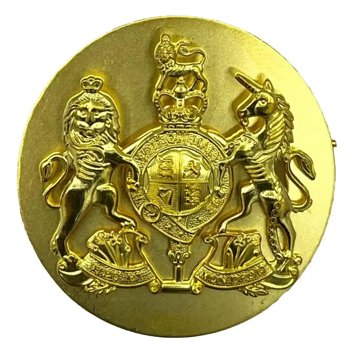 British Army Wo1 Royal Arms Brass Badge With Backing Plate 1