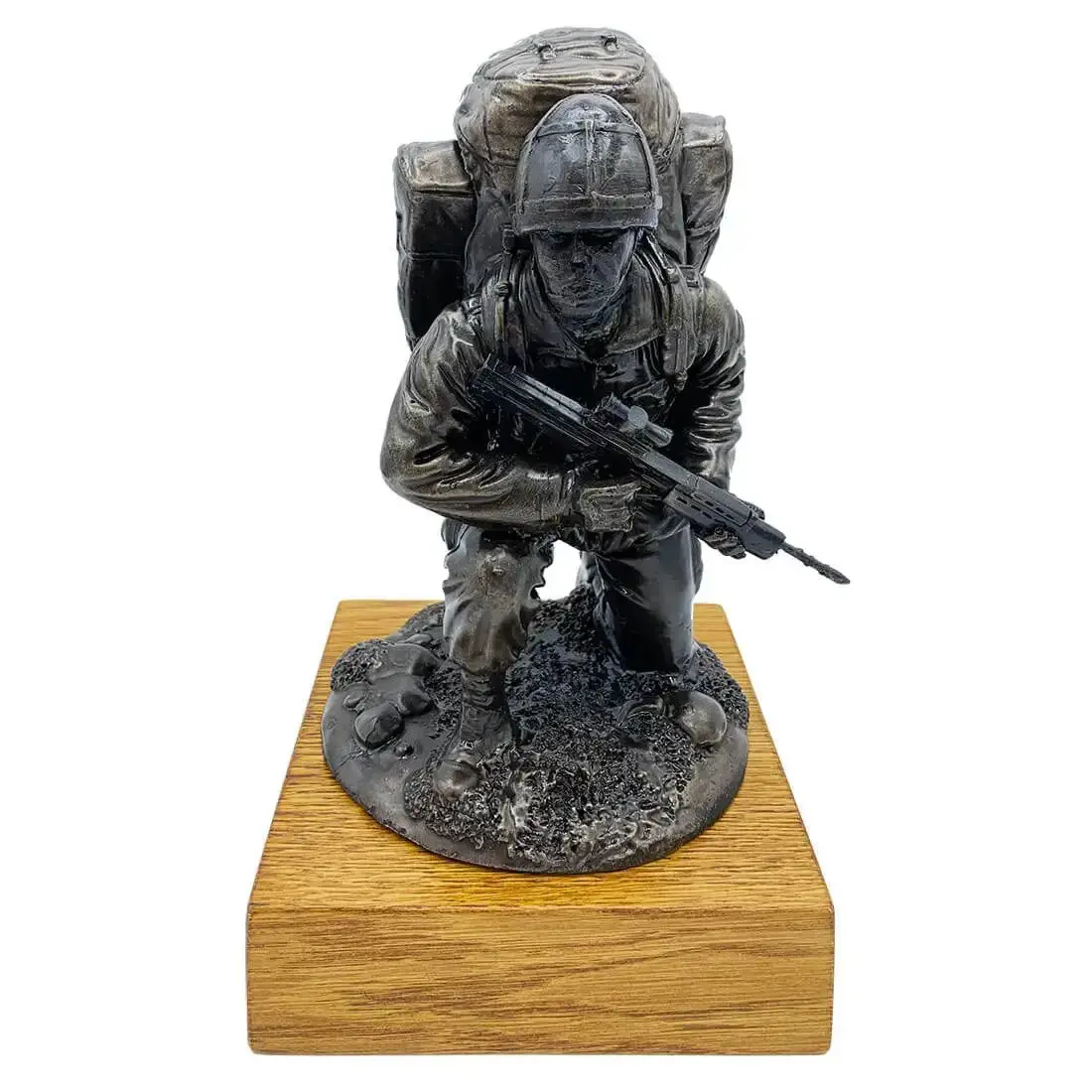 Bronze Resin Kneeling Combat Statue With Helmet 1