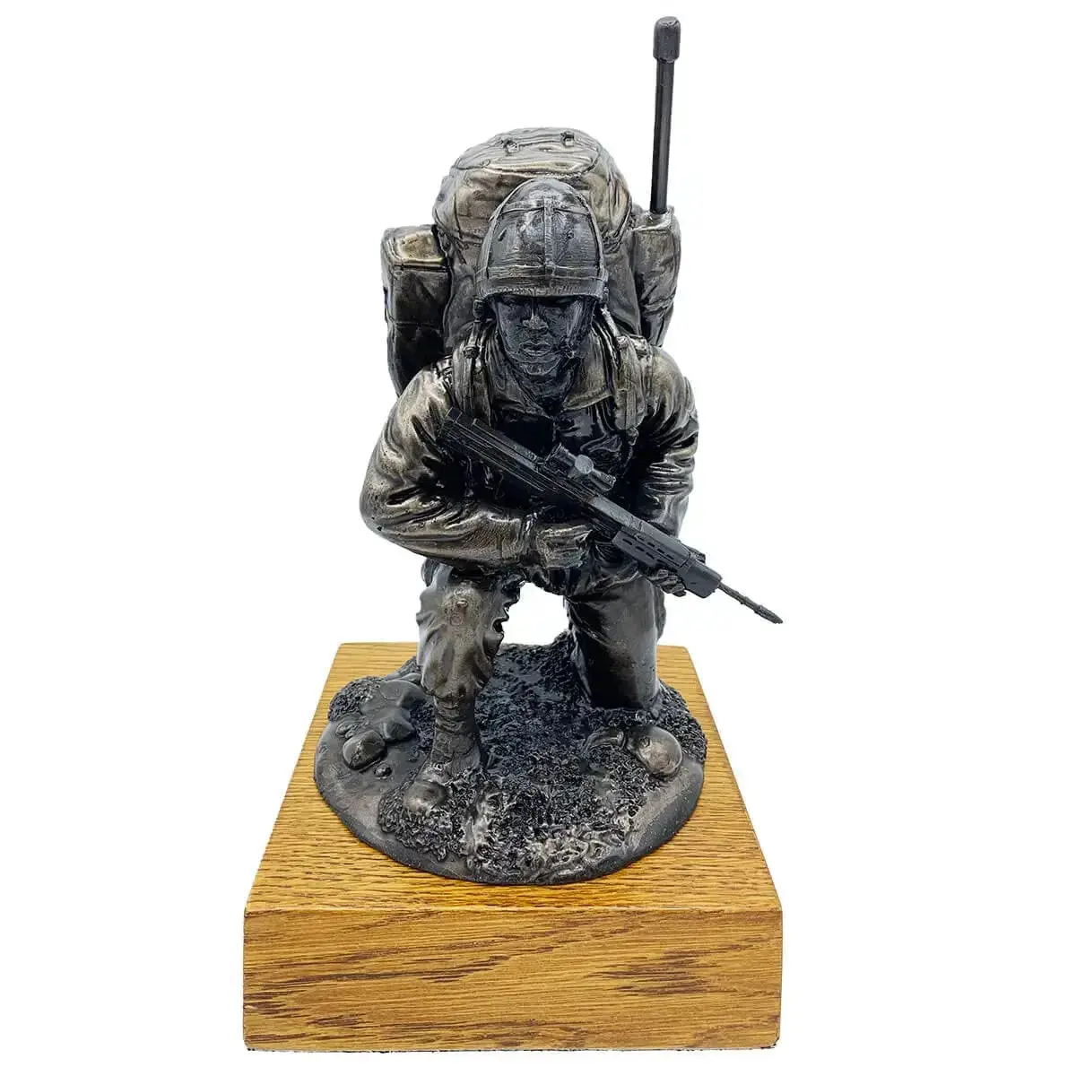 Bronze Resin Kneeling Signaller Statue 1