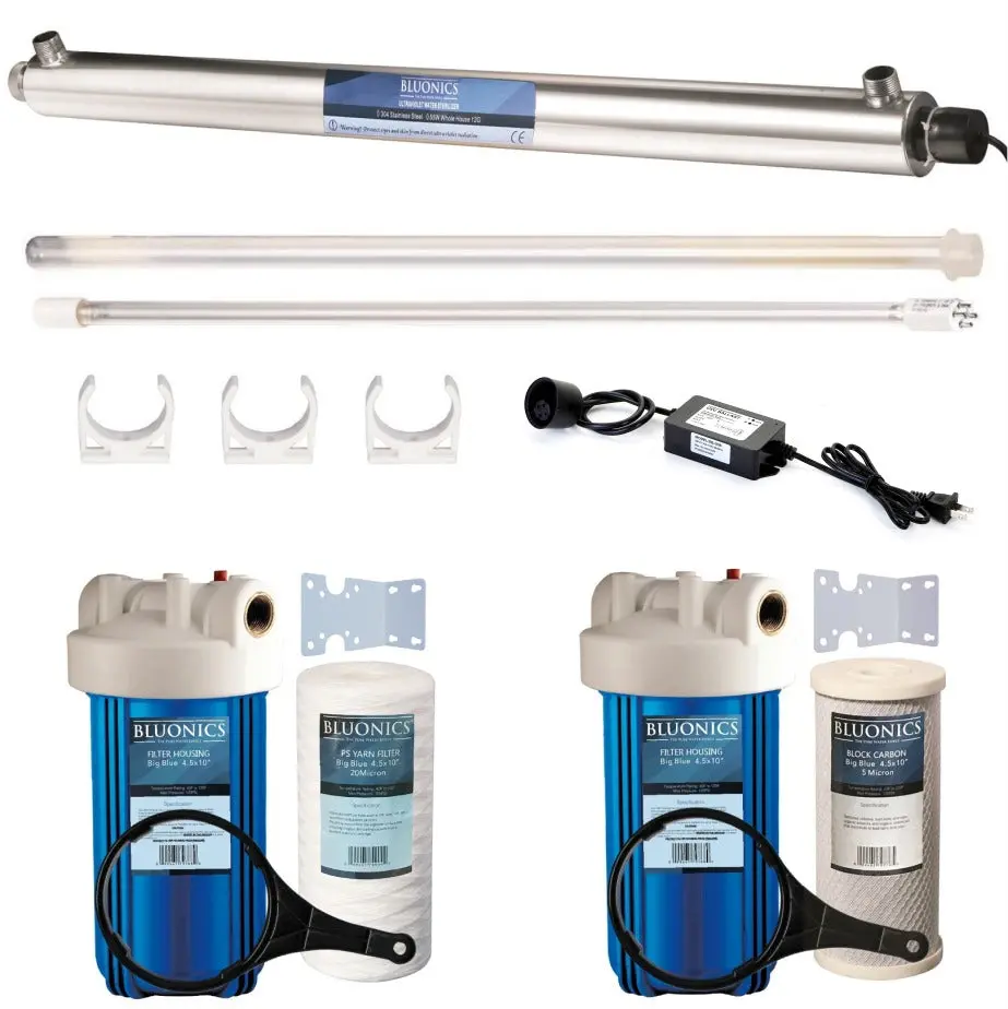 Bluonics 55W Uv Sediment Carbon Well Water Purifier 12Gpm Big Blue Filtration Sterilizer 1