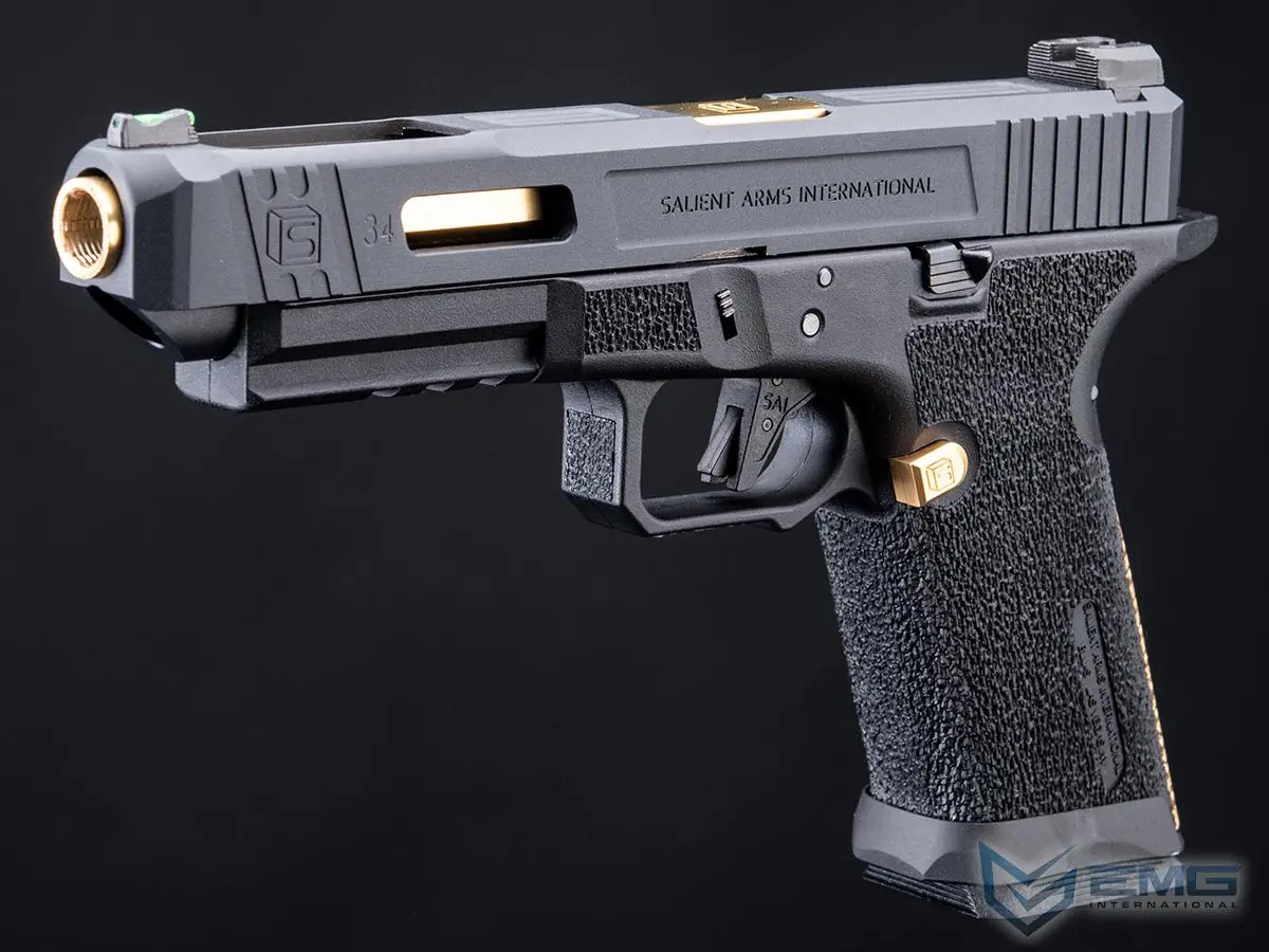 Emg / Salient Arms International Blu W/ Tier One Competition Slide Kit Gbbp (Black & Gold / Blackout) 1
