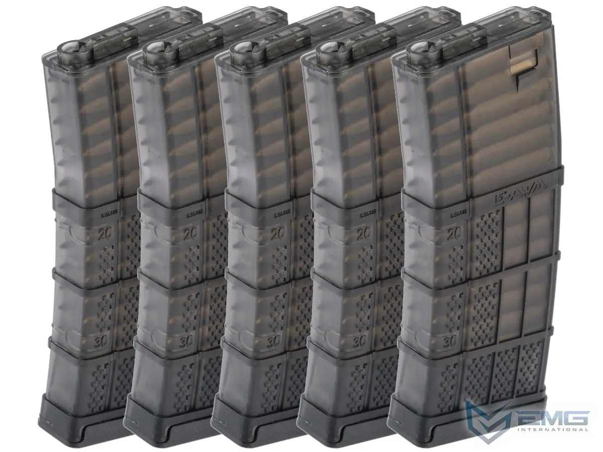Emg 190Rd Lancer Systems Licensed L5 Awm Airsoft Mid-Cap Magazines Pack Of 5 (Various Colours) 1