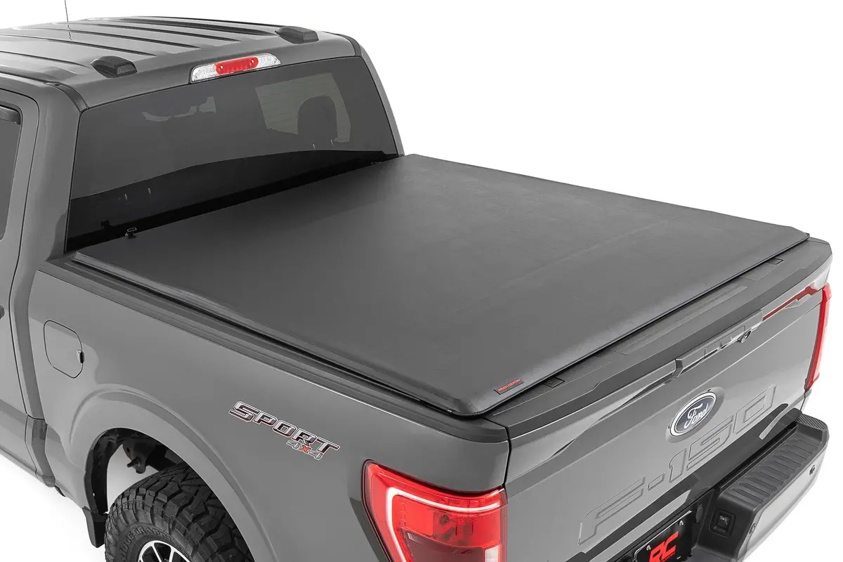 Soft Roll Up Bed Cover | 5'7" Bed | Ford F-150 /F-150 Lightning -2022 | 2015-2022 | Rough Country | 42220550 1