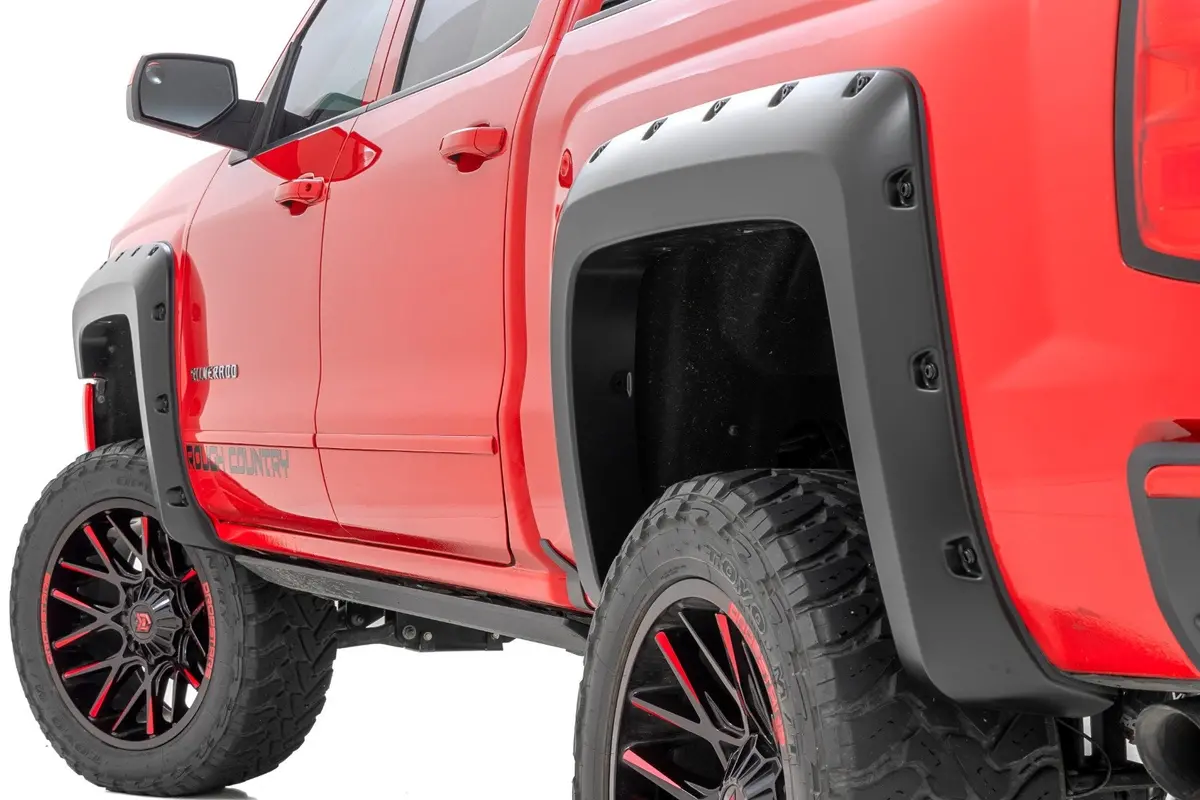 Pocket Fender Flares | 6.5-8 Ft Bed | Chevrolet Silverado 1500 2Wd/4Wd 1500| 2016-2018 | Rough Country | F-C11412b 1