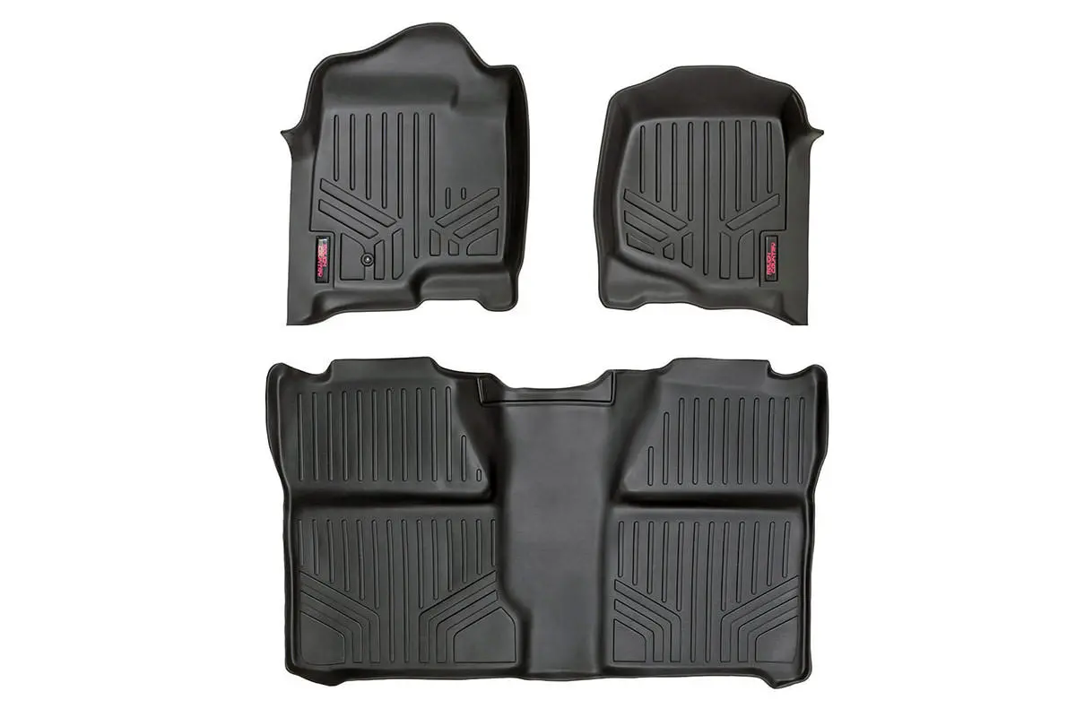 Floor Mats | Fr & Rr | Crew Cab | Chevrolet Silverado/Gmc Sierra 1500/2500Hd | 2007-2013 | Rough Country | M-20713 1