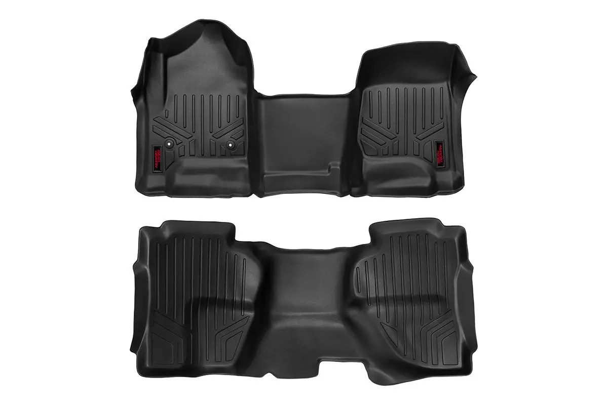 Floor Mats | Fr & Rr | Double Cab | Gmc Sierra/ Chevrolet Silverado 1500. 2500Hd. 3500Hd 2Wd/4Wd | 2014-2018 | Rough Country | M-21142 1