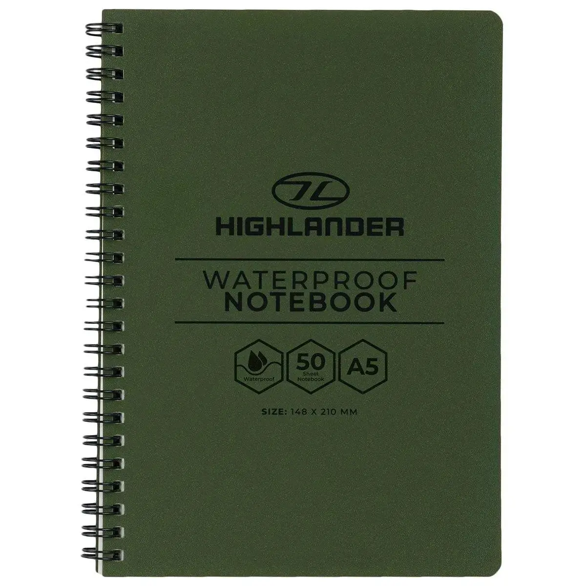 Highlander A5 Waterproof Notebook Olive Green 1