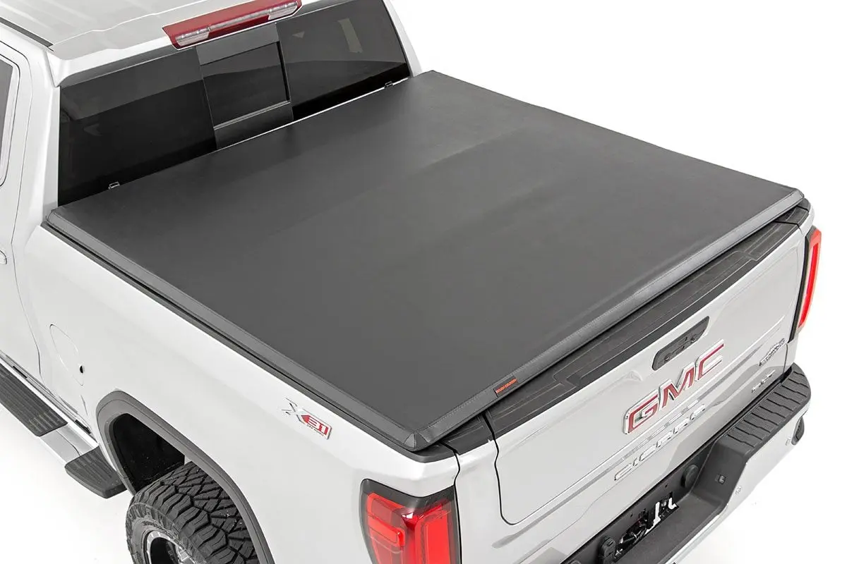 Bed Cover | Tri Fold | Soft | 6'7" Bed | Chevrolet Silverado/Gmc Sierra 1500 | 2019-2022 | Rough Country | 41308650A 1