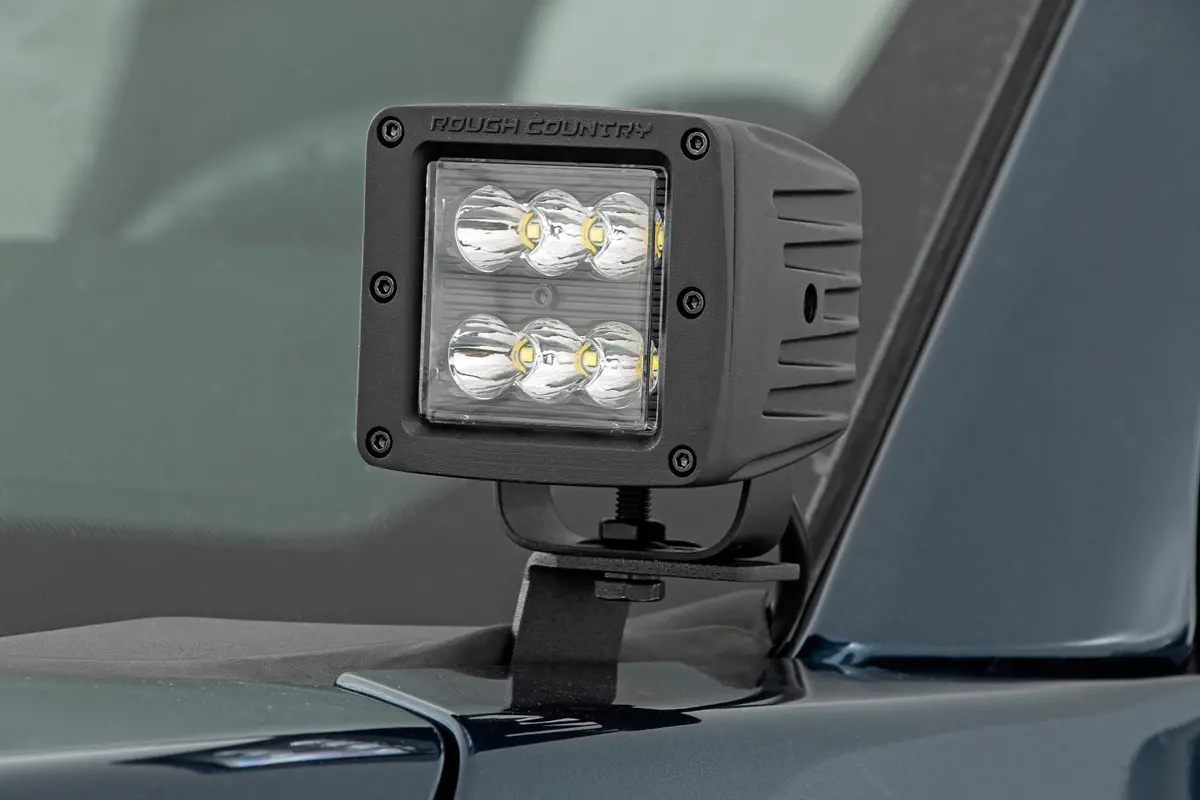 Led Light | Ditch Mount | 2" Black Pair | Amber Drl | Ford F-150 | 2015-2022 | Rough Country | 71032 2