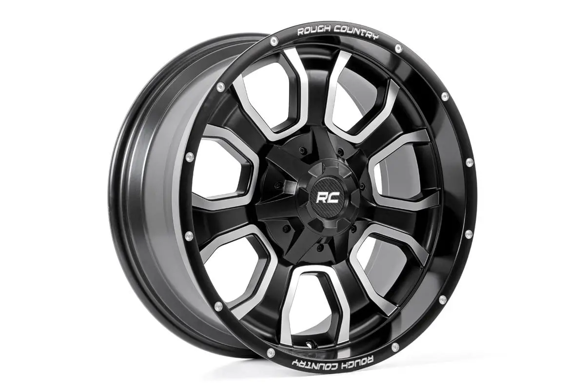 Rough Country 93 Series Wheel | One-Piece | Machined Black | 20X9 | 6X5.5/6X135 | 0Mm | 2002-2006 |  93209012 1
