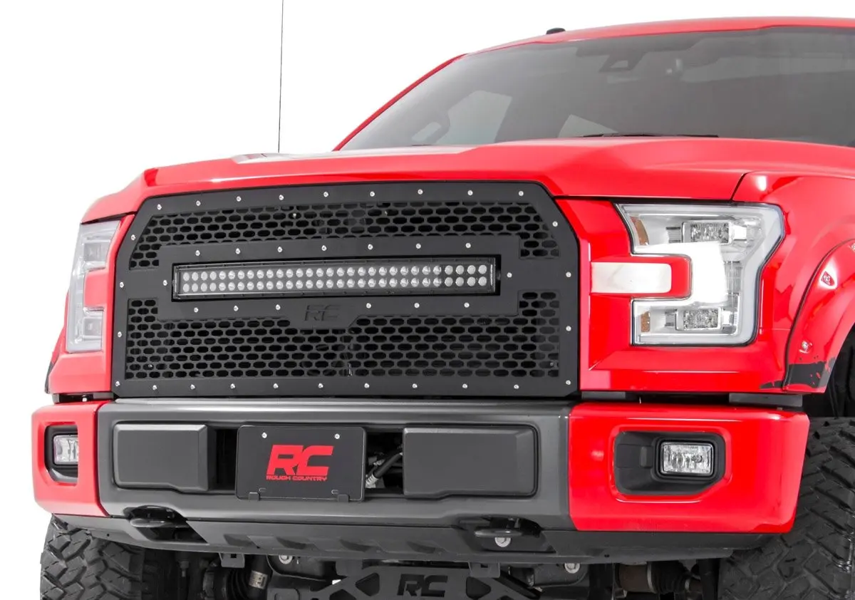 Mesh Grille | 30" Dual Row Led | Black | Ford F-150 2Wd/4Wd | 2015-2017 | Rough Country | 70193 1