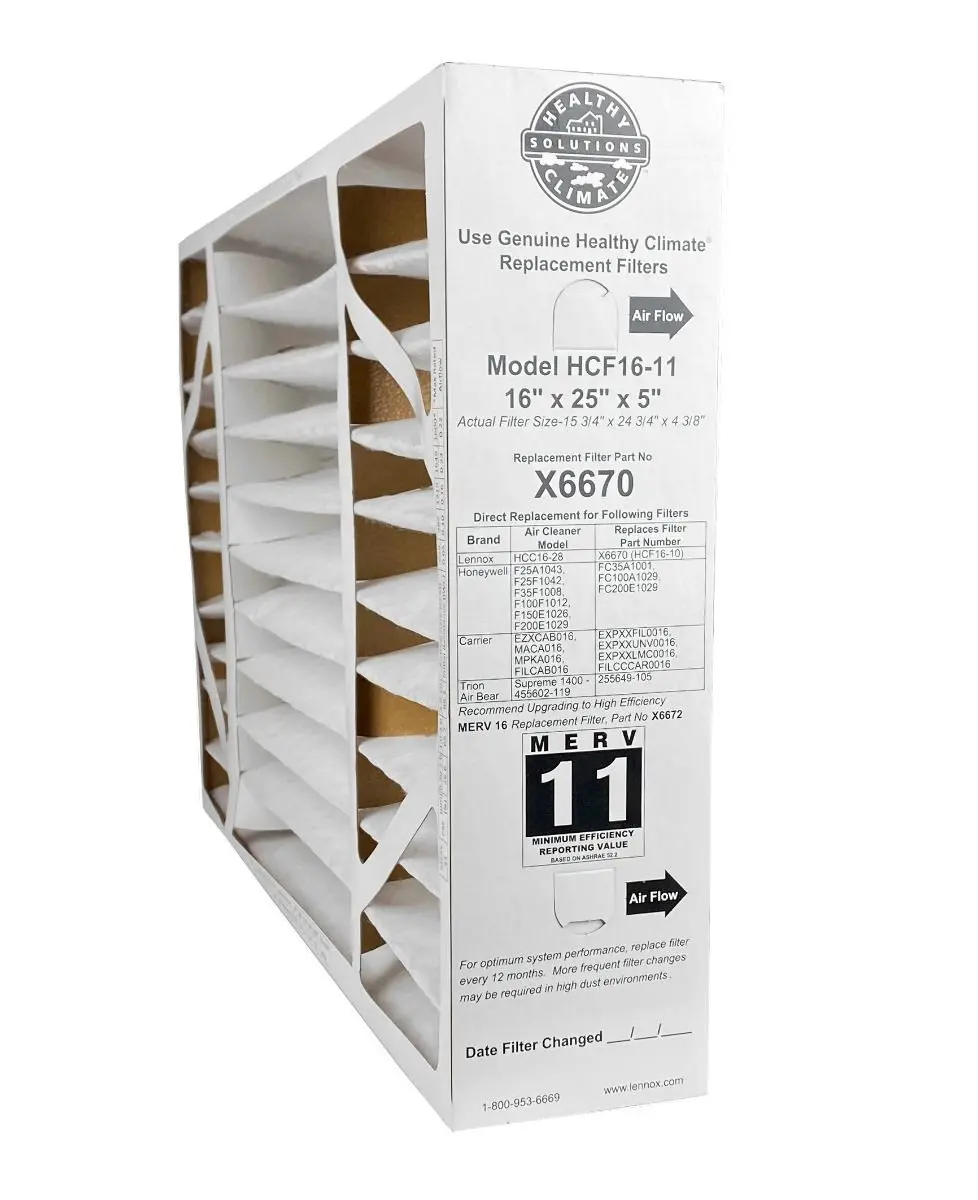 Lennox X6670 Hcf16-11 16" X 25" X 5" - Healthy Climate Merv 11 Replacement Filter 1