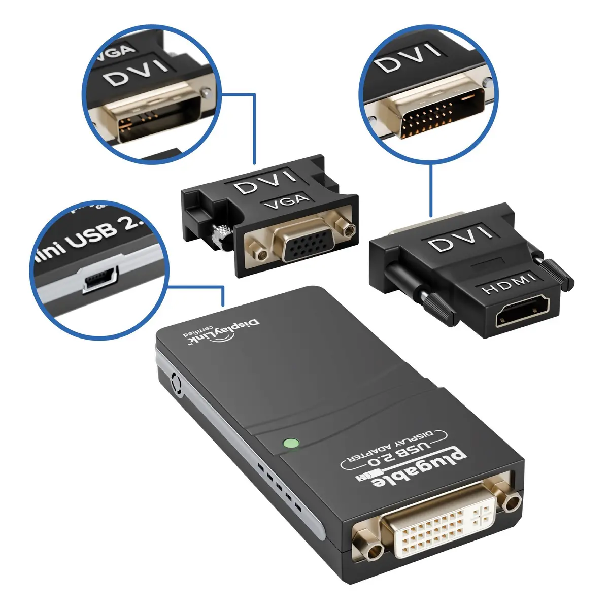 Plugable Usb 2.0 Hdmi/Dvi/Vga Adapter For Multiple Monitors Up To 1920X1080 1