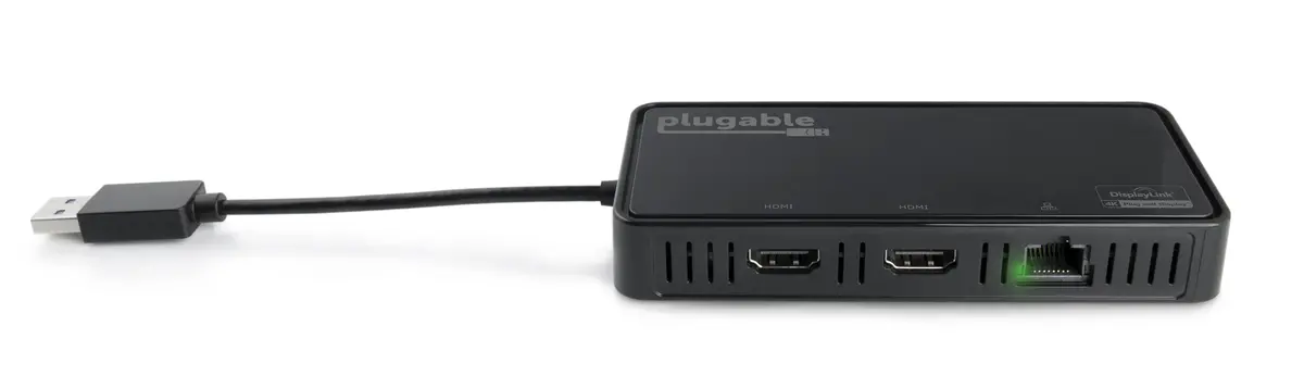 Plugable Usb 3.0 Dual 4K Hdmi 2.0 And Gigabit Ethernet Adapter 1
