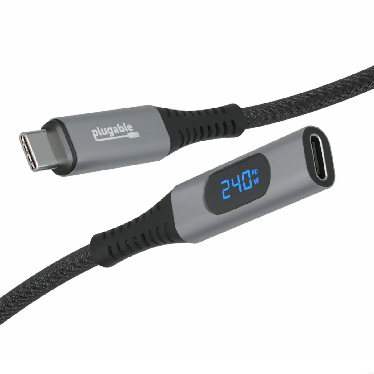 Plugable Usb-C Extension Cable With Built-In Multimeter Tester, Fast Charging, 3.3 Ft 1
