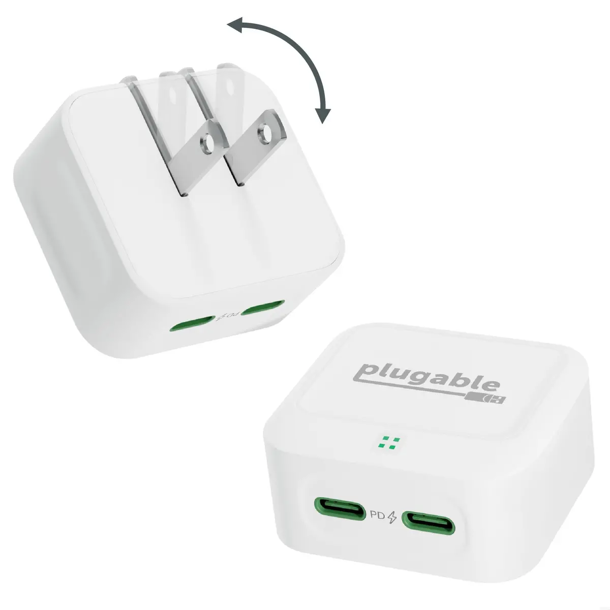 Plugable Dual Usb-C Fast Charger, 40W - White 1
